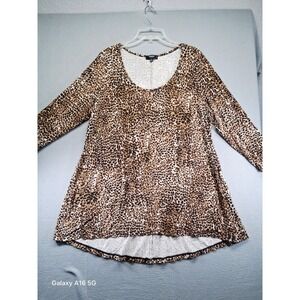 Premise Studio Women Cheetah Quater Sleeve‎ Blouse Size 1X